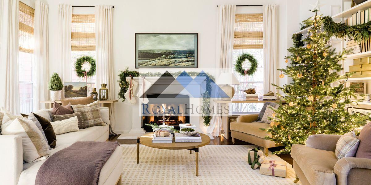 Fireplace And Living Room Christmas Decorations